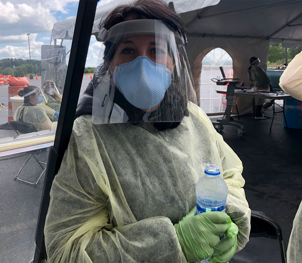 woman wearing PPE